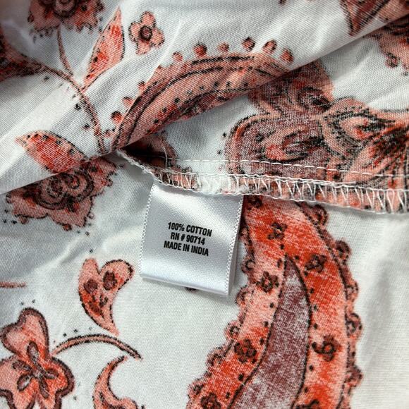 Everlily paisley patterned white and red puffed sleeve smocked milkmaid dress, L - Picture 8 of 9